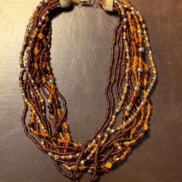 Amber Faceted Beads, Golden Beads, & Crystal Necklace  🚀🎉CLOSET CLEAROUT🎉🚀 - Picture 3 of 9